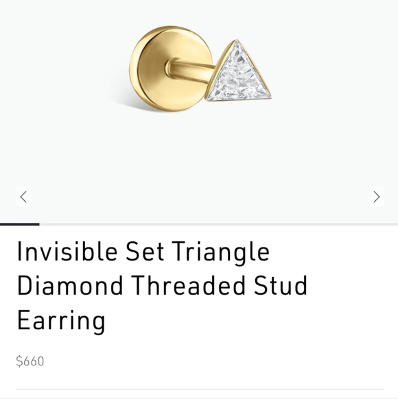 Maria Tash Jewelry - Maria Tash Invisible Set Triangle Diamond Threaded Stud 3mm